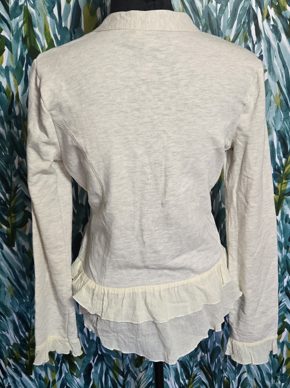 Women's Military Ruffle Button-Front Jacket - Picture 3 of 4